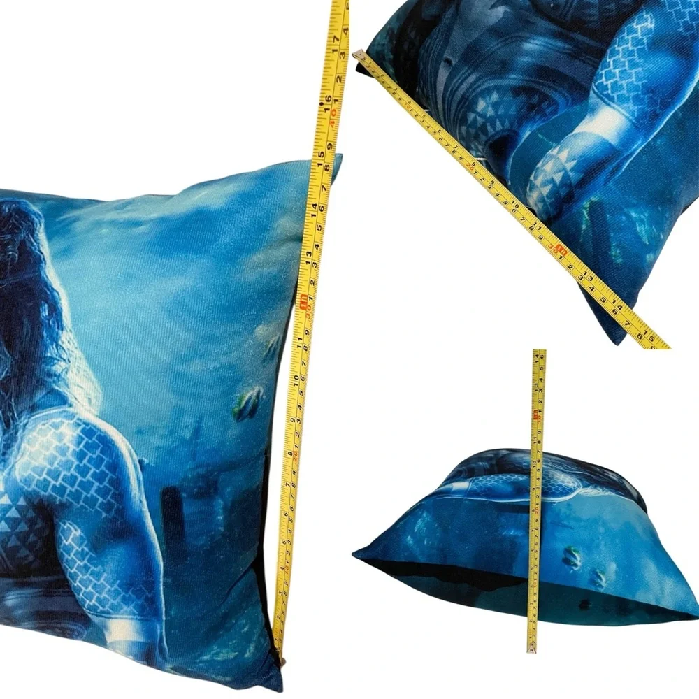 Aquaman Blue Decorative Pillow with Aquatic Design